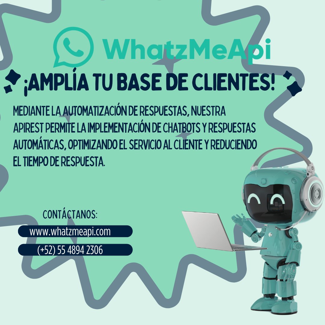 MeWhatz's tweet image. 🤖 Automatiza tus respuestas: Implementa chatbots y respuestas automáticas para optimizar tu servicio al cliente y reducir el tiempo de respuesta. ¡Eficiencia al máximo! ⏱️✨
wa.link/i1pxvz
#Chatbots #ServicioAlCliente #WhatzMeApi