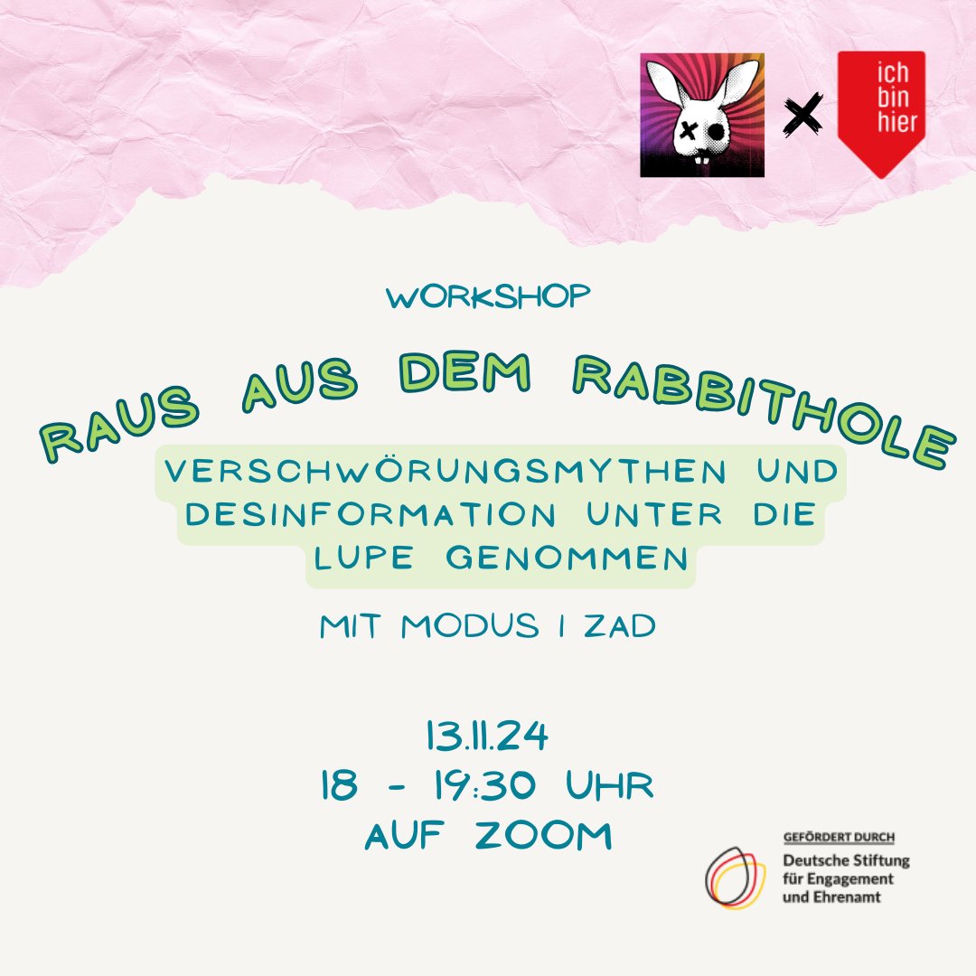 In dem Workshop werden die Expert*innen des Fabulanten mit euch einen genaueren Blick auf die Themen Verschwörungsmythen und Desinformation werfen. Gemeinsam erkunden wir, wie wir diese Phänomene besser verstehen und entlarven können.
Anmeldung hier: wkf.ms/3UrzFx1
