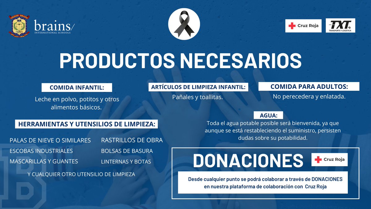 Colegio_Brains's tweet image. 🚨 ¡Atención! En Brains hemos habilitado puntos de recogida en nuestros colegios para enviar todos los recursos posibles a los afectados por la DANA. 💙

📍 Puntos de recogida en Madrid:

Brains Conde Orgaz: C/ Frascuelo, 2
Brains Arturo Soria: C/ María Lombillo, 5
Brains La…
