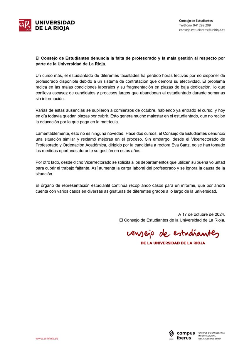 También tenéis la nota de prensa completa en el enlace de nuestra bio linktr.ee/ce_unirioja