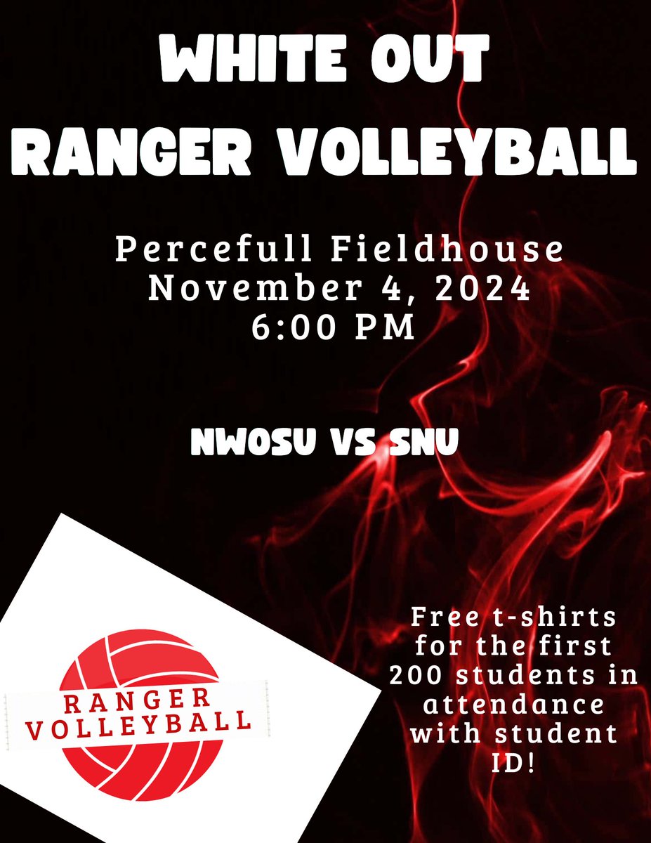 White out the pit for Ranger Volleyball TONIGHT! #nwosu #studentlife