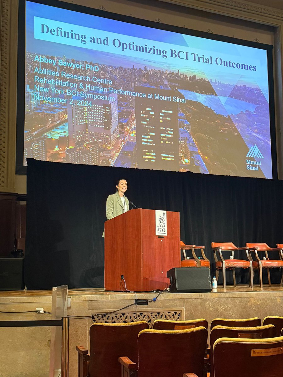 Abbey_Sawyer1's tweet image. A privilege to be a part of the inaugural NY BCI Symposium presenting on BCI clinical outcome assessments.
Having ppl w lived experience, advocates, FDA, CMS, researchers, industry, clinicians and VCs in the room was monumental. Thank you to @MountSinaiNeuro for organzing