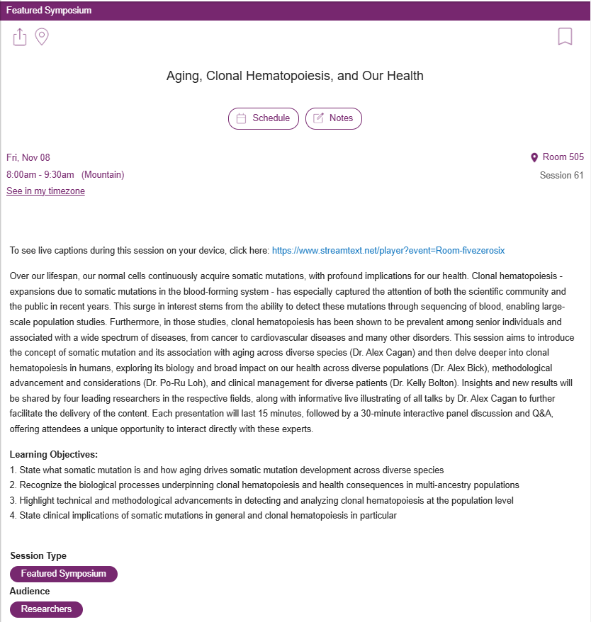 Zhi Yu (@zhiyu_acgt) on Twitter photo Planning your #ASHG2024🧬schedule? If you're interested in aging, somatic mutations, and their impact on health, join us for our Featured Symposium session, ‘Aging, Clonal Hematopoiesis, and Our Health,’ on Nov 8th, 8:00-9:30 am! Hear from rising leaders <a href="/ATJCagan/">Alex Cagan</a> Planning your #ASHG2024🧬schedule? If you're interested in aging, somatic mutations, and their impact on health, join us for our Featured Symposium session, ‘Aging, Clonal Hematopoiesis, and Our Health,’ on Nov 8th, 8:00-9:30 am! Hear from rising leaders <a href="/ATJCagan/">Alex Cagan</a>