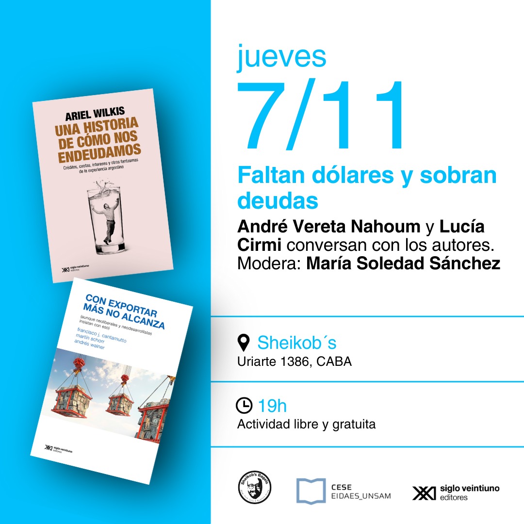 Este jueves vamos a estar con Martín Schorr y <a href="/ArielWilkis/">ariel wilkis</a> presentando nuestros últimos libros editados por <a href="/sigloxxiarg/">Siglo XXI Editores</a> en el marco de las jornadas del CESE <a href="/idaesoficial/">Escuela IDAES | UNSAM</a> en Sheikob's👇