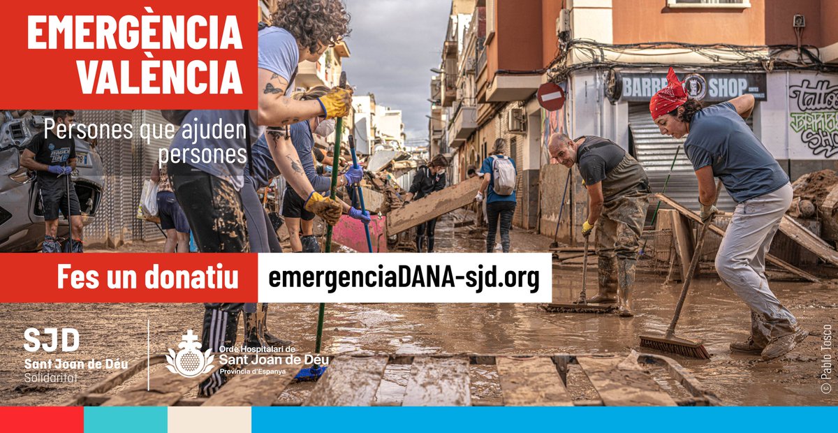 Davant la tragèdia que vivim causada per la #DANA, la solidaritat s’obre camí. A Sant Joan de Déu estem donant resposta a #València i als municipis afectats amb una solidaritat propera, de tu a tu. La solidaritat de persones ajudant persones.

❤️ Col·labora amb #SJDValència:
👉