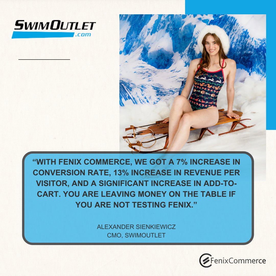 FenixCommerce's tweet image. SwimOutlet saw a game-changing impact with FenixCommerce: a 7% boost in conversion rates, 13% more revenue per visitor, and a major increase in add-to-cart actions. 

@SWIMOUTLET
