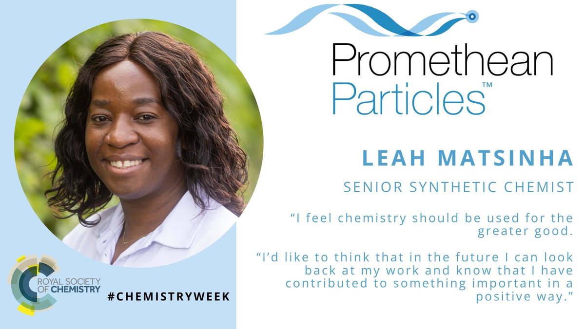 ⚗ It’s Day 2 of the <a href="/RoySocChem/">Royal Society of Chemistry</a>'s #ChemistryWeek, and we're celebrating by showcasing the talented chemists in our team. Today it’s the turn of our senior synthetic chemist, Leah Matsinha, who highlights what chemistry and her work in the field means to her.