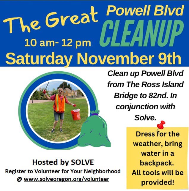Join SOLVE this Sat Nov 9 between 10:00am - 12:00pm and help beautify Powell Blvd! This lovely tree-lined blvd needs a little love, come be part of the solution! Please sign up at the link below (Advanced registration is recommended but not required)
loom.ly/mzoO5Ek