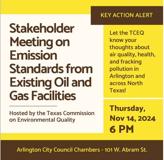 📣The TCEQ is holding in person hearings on 11/14 in Arlington to develop rules to cut methane pollution from oil and gas.
➡️Register TODAY  for VIRTUAL OPTION on  11/6/24.
➡️Email rules@tceq.texas.gov with  name, affiliation, email, phone
➡️ Learn more tinyurl.com/LANews-Methane…