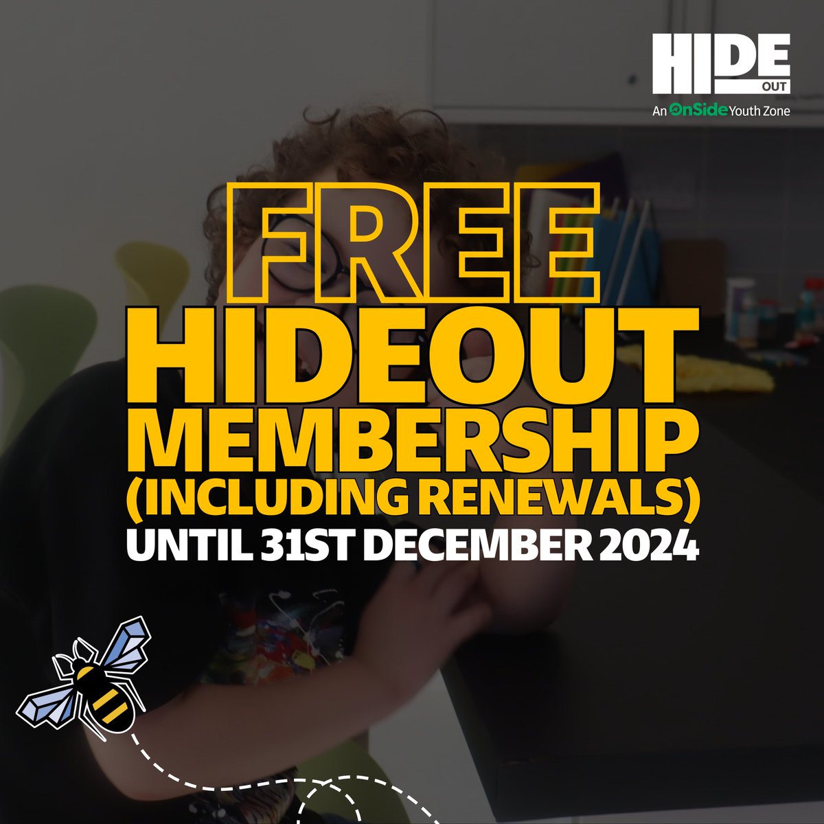 HideOut_YZ's tweet photo. In celebration of #YWW24, we are offering free membership to members.
🌟 𝟴𝟱% of young people do not attend a youth centre.
Join us in investing in the 85% of time young people spend outside of school.
🔗 Read @OnSideYZ's #GenerationIsolation report: https://t.co/iYpV67bsoO https://t.co/FVKHYPXBo5