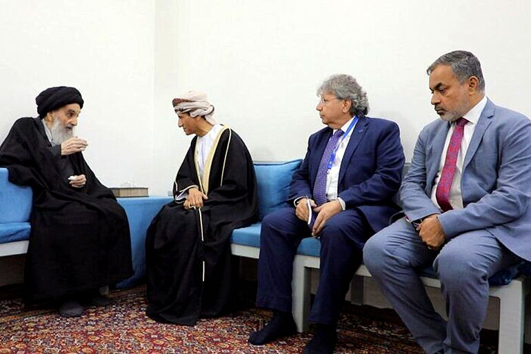 TehranTimes79's tweet photo. Iraq's prominent Shia cleric Grand Ayatollah Ali al-Sistani has expressed sorrow over the international community’s inability to stop the Israeli aggression in the region. https://t.co/MQ74gHAMc3