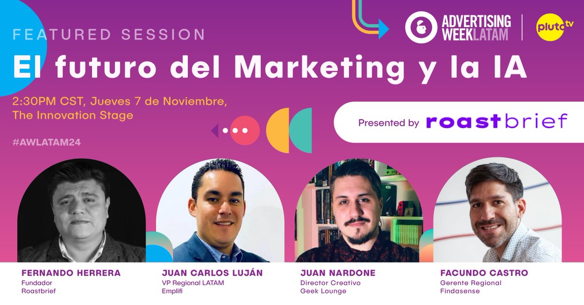 Advertising Week LATAM (@awlatam_) on Twitter photo En este panel presentado por <a href="/roastbrief/">roastbrief</a>, líderes de marketing nos mostrarán cómo están aprovechando la IA y tecnologías emergentes como Web3 para enfrentar los desafíos actuales.
✨ ¡Únete ya! bit.ly/48A2ZXU #AWLATAM24 En este panel presentado por <a href="/roastbrief/">roastbrief</a>, líderes de marketing nos mostrarán cómo están aprovechando la IA y tecnologías emergentes como Web3 para enfrentar los desafíos actuales.
✨ ¡Únete ya! bit.ly/48A2ZXU #AWLATAM24
