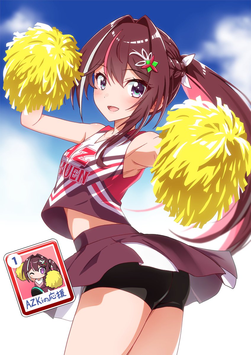 AZKi 「こ、このカードはいったい……? #AZKi #AZKiART #ホロ甲FA 」|左のイラスト