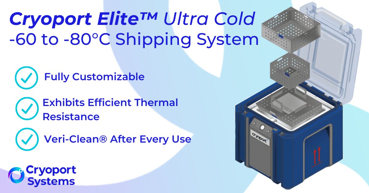 cryoport's tweet image. Ensure the uncompromised safety of your #Cell&amp;amp;GeneTherapies with #CryoportElite™ Ultra Cold -60 to -80°C dry ice shipping. Learn more: cyrx.co/3JePD7m

 #UltraCold #SupplyChainSuccess $CYRX
