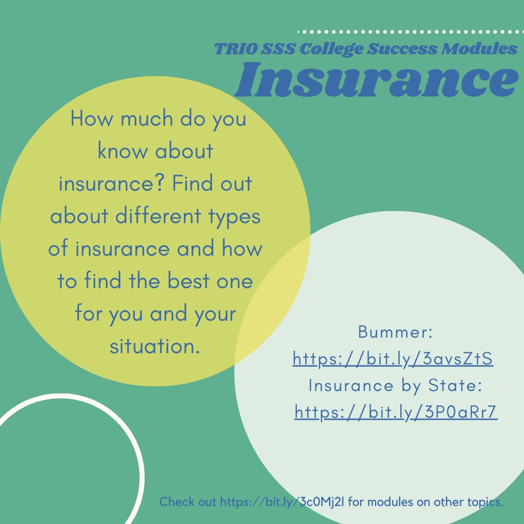 nw_triosss's tweet image. How much do you know about insurance? Find out about different types of insurance and how to find the best one for you and your situation.

#collegesuccessmodules #TRIOSSS #insurance