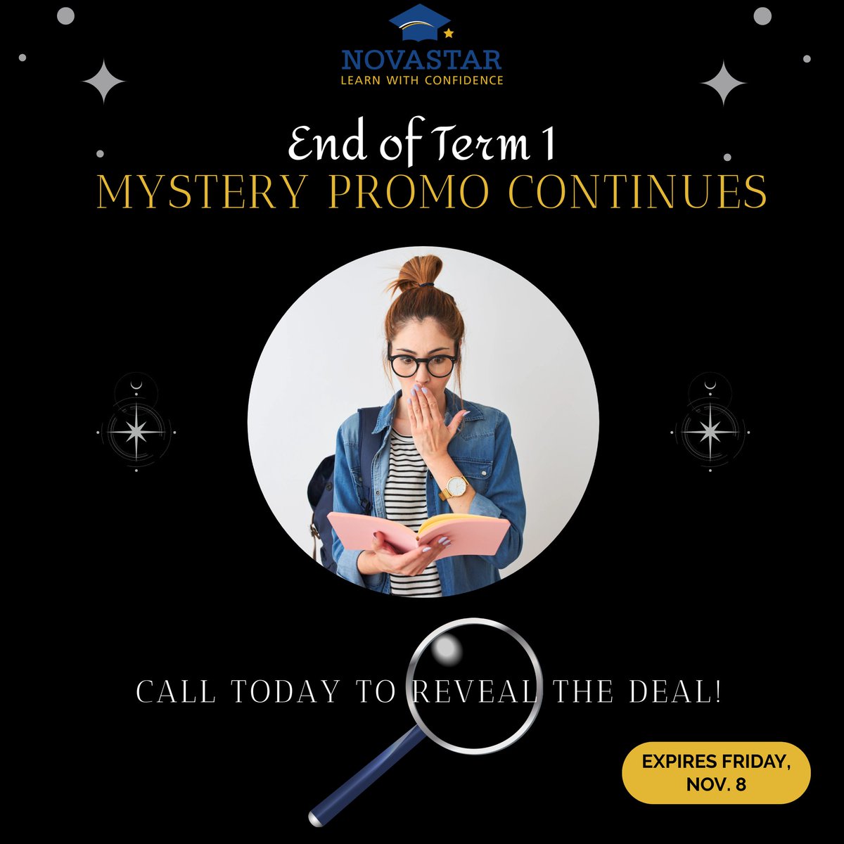 NovastarPrep's tweet photo. ⏰ Don’t miss out! Our Mystery Promo for tutoring ends Friday. Call or book a consultation to help your child succeed! 🚀 

 📞703.435.9494
📲 https://t.co/AWDArto2YH

#AcademicExcellence #CollegePrep #tutoring #goals  #promotions #MotivationMonday #parenting #future #learning https://t.co/2hSHMWtr5F