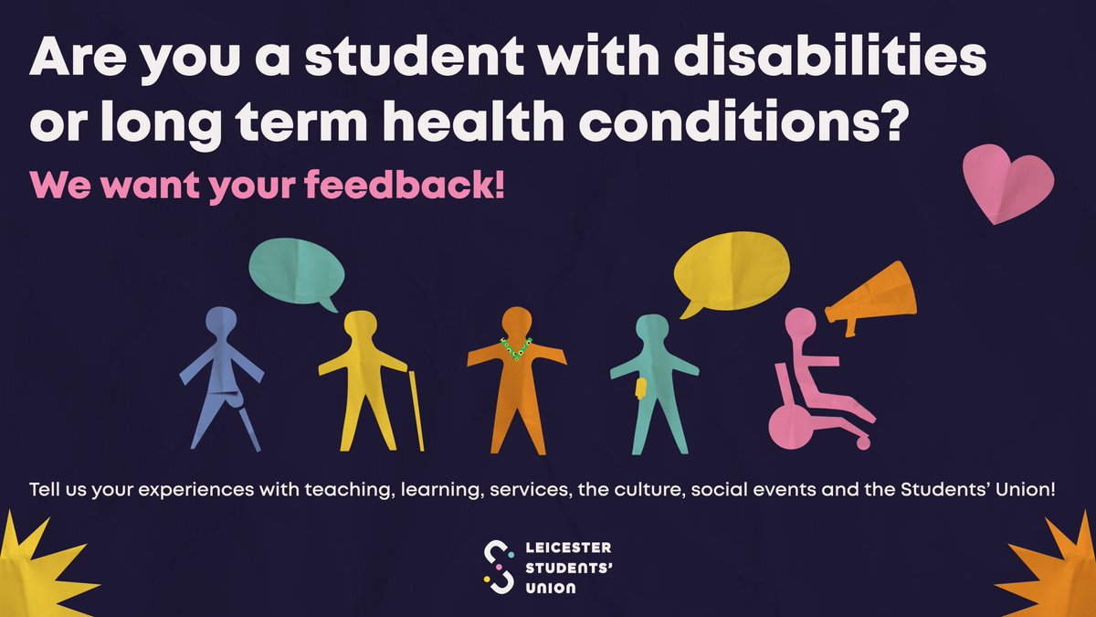Are you living with a physical or learning disability, neurodivergent or have a long-term medical condition? If so, we would like to hear from you. 📣 This survey aims to understand more of your student experience.
Fill out the survey here: leicesterunion.com/surveys/disabl…