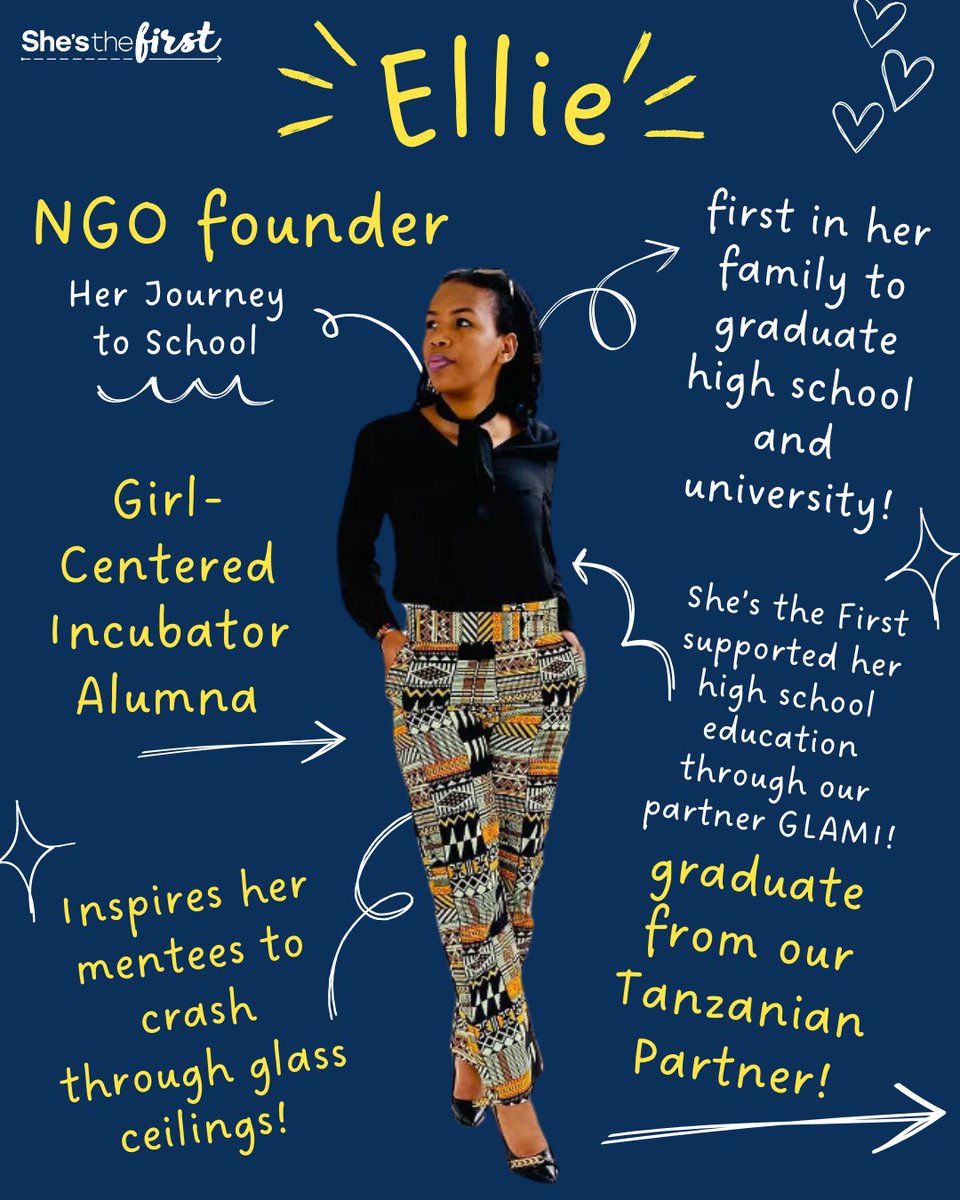 shesthefirst's tweet photo. Ellie cracked the presidential glass ceiling at her university so other women could break through. When girls support girls, ceilings shatter. https://t.co/Hittmcx8F2 #ShesTheFirst #GirlsLeadership #BreaktheCeiling https://t.co/Z7TxR5dxXU