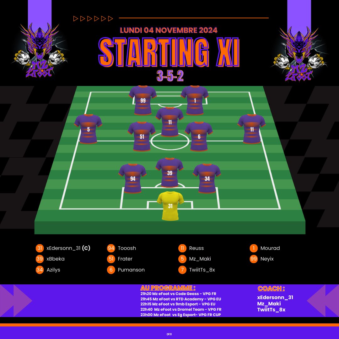 Mz eFoot (@mzefoot) on Twitter photo - 𝑳𝑰𝑵𝑬 𝑼𝑷 -
Ce soir… c’est le grand soir !!
5 matchs attend nos supers guerriers dont 3 caster par notre <a href="/gramildinho/">Gramildinho</a> adoré dès 21h20 🫶
➡️ twitch.tv/gramildishow ⬅️
Bon match à tous, que le meilleur gagne 🙌 - 𝑳𝑰𝑵𝑬 𝑼𝑷 -
Ce soir… c’est le grand soir !!
5 matchs attend nos supers guerriers dont 3 caster par notre <a href="/gramildinho/">Gramildinho</a> adoré dès 21h20 🫶
➡️ twitch.tv/gramildishow ⬅️
Bon match à tous, que le meilleur gagne 🙌