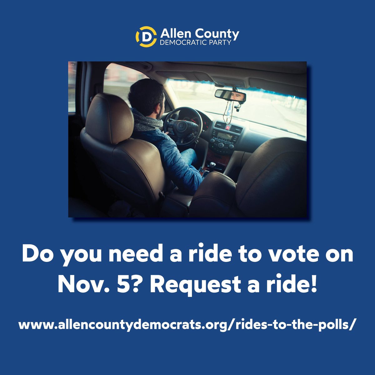 🚗 Need a ride to your polling location tomorrow? 🚗 We'll get you there! Complete the form using the link below. We will call you to arrange your ride. #AllenCountyDems

Request a Ride➡️ allencountydemocrats.org/rides-to-the-p…