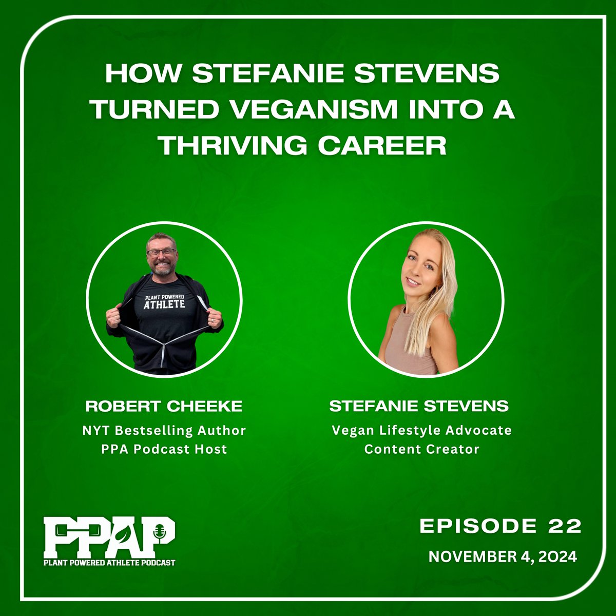 From passion to profession! 🌱✨ 

Join us as Stefanie Stevens shares her journey of turning veganism into a fulfilling career. Discover how she’s making plant-based living accessible, delicious, and inspiring for everyone! 💚 

Listen in to Episode 22 of the PPA Podcast and g...