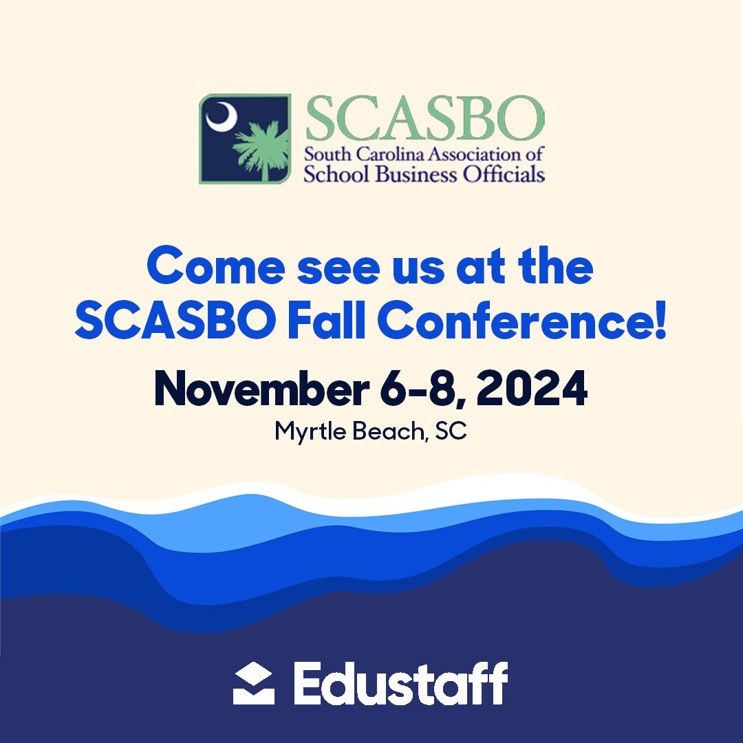 EdustaffLLC's tweet image. Ready for the waves and the wonderful people at the #SCASBO Fall Conference in Myrtle Beach! For partnership opportunities, contact sales@edustaff.org. @SCASBO

#SupportForSchools #EducationSolutions #excellenceinstaffing #Edustaff