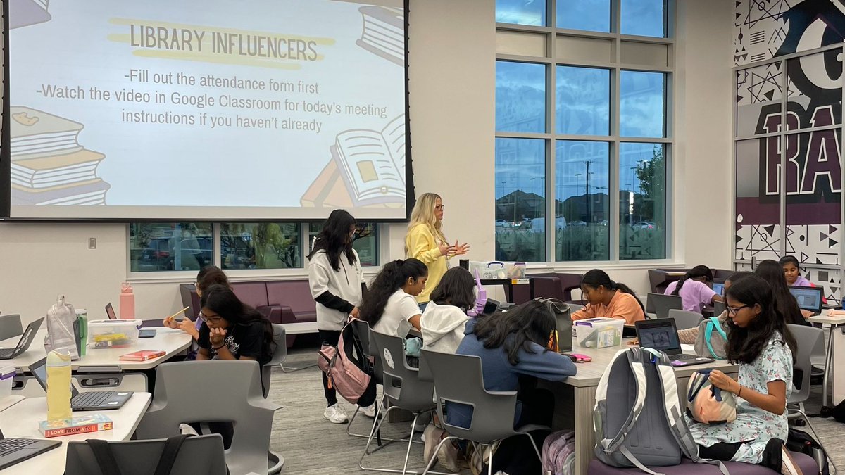 Rushing's Library Influencers, sponsored by Ms. Calhoun, are currently working on finding books with a good first line to share with their peers as well as creating their own promotional buttons using the button maker! <a href="/ProsperRushing/">Rushing Middle School</a> <a href="/ProsperISD/">Prosper ISD</a> #ProsperProud