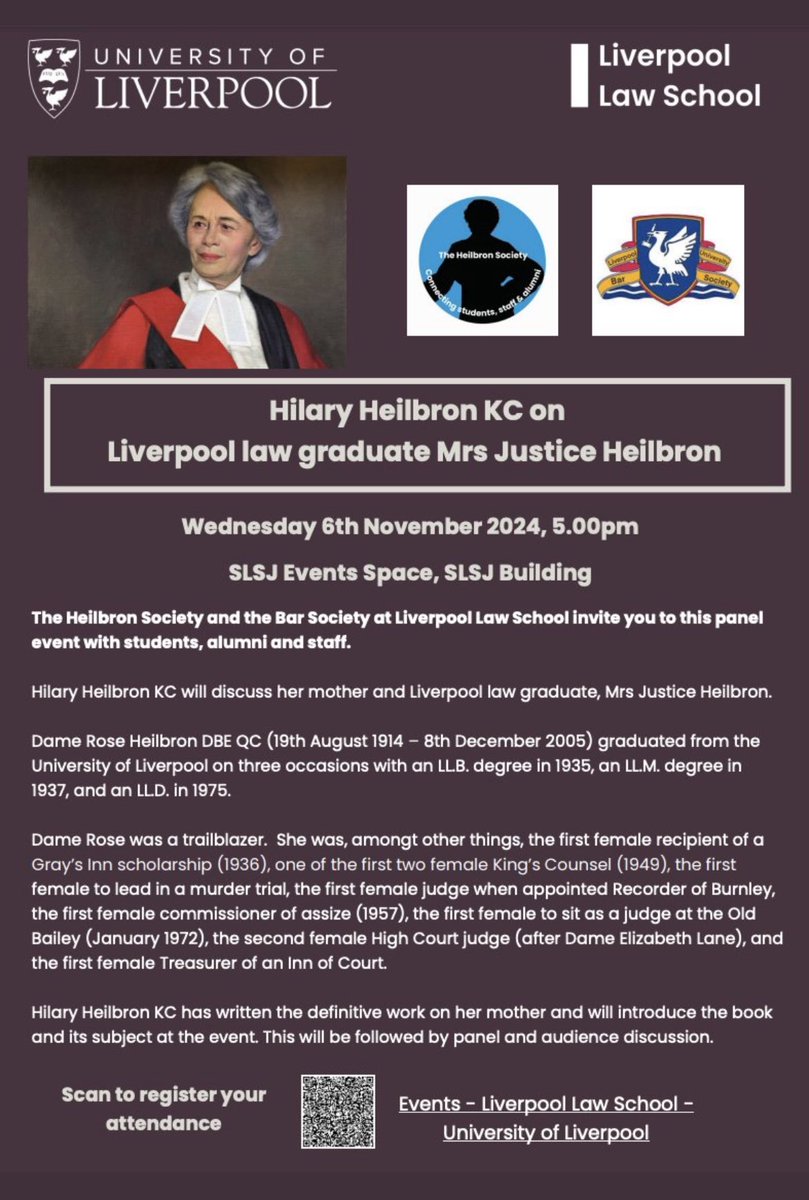 John Tribe (@tribebankruptcy) on Twitter photo Our first <a href="/LivUniSLSJ/">Law & Social Justice</a> #HeilbronSociety event takes place on the 6th November 2024 - Hilary Heilbron KC on Dame Rose Heilbron (class of 1935). Co-organised with the Bar Society. Details and booking here: ticketsource.co.uk/school-of-law-⦠<a href="/LivUniAlumni/">Liverpool Alumni</a> <a href="/LivUni/">University of Liverpool</a> <a href="/livuninews/">University of Liverpool News</a> Our first <a href="/LivUniSLSJ/">Law & Social Justice</a> #HeilbronSociety event takes place on the 6th November 2024 - Hilary Heilbron KC on Dame Rose Heilbron (class of 1935). Co-organised with the Bar Society. Details and booking here: ticketsource.co.uk/school-of-law-⦠<a href="/LivUniAlumni/">Liverpool Alumni</a> <a href="/LivUni/">University of Liverpool</a> <a href="/livuninews/">University of Liverpool News</a>