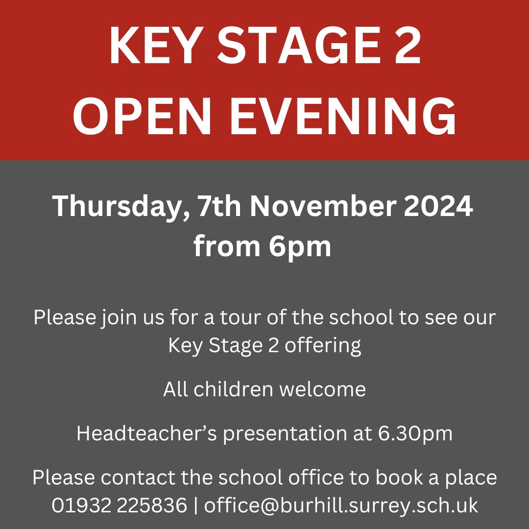 Please join us for our KS2 open evening on Thursday 7th November from 6pm for current KS1 and prospective families #KS2 #openevening #schooltour