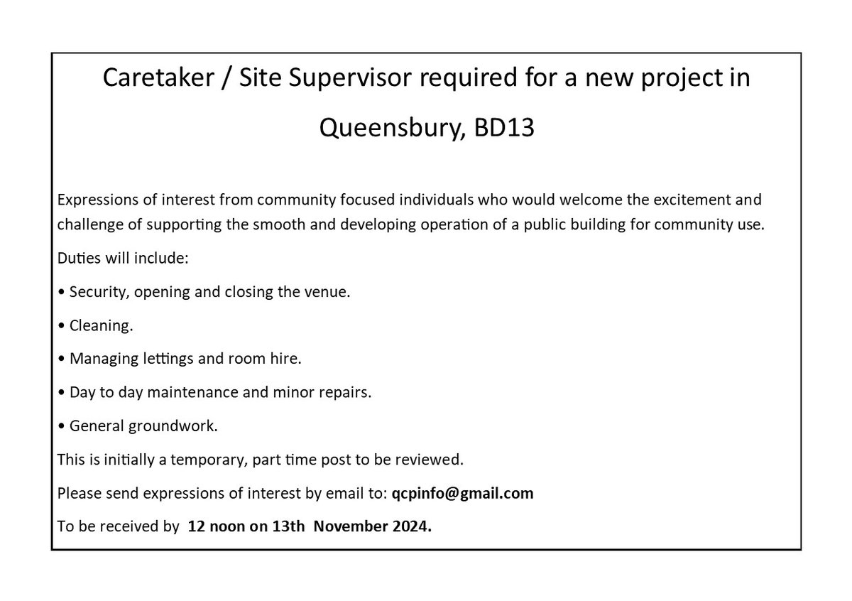 The deadline has been extended for this vacancy!