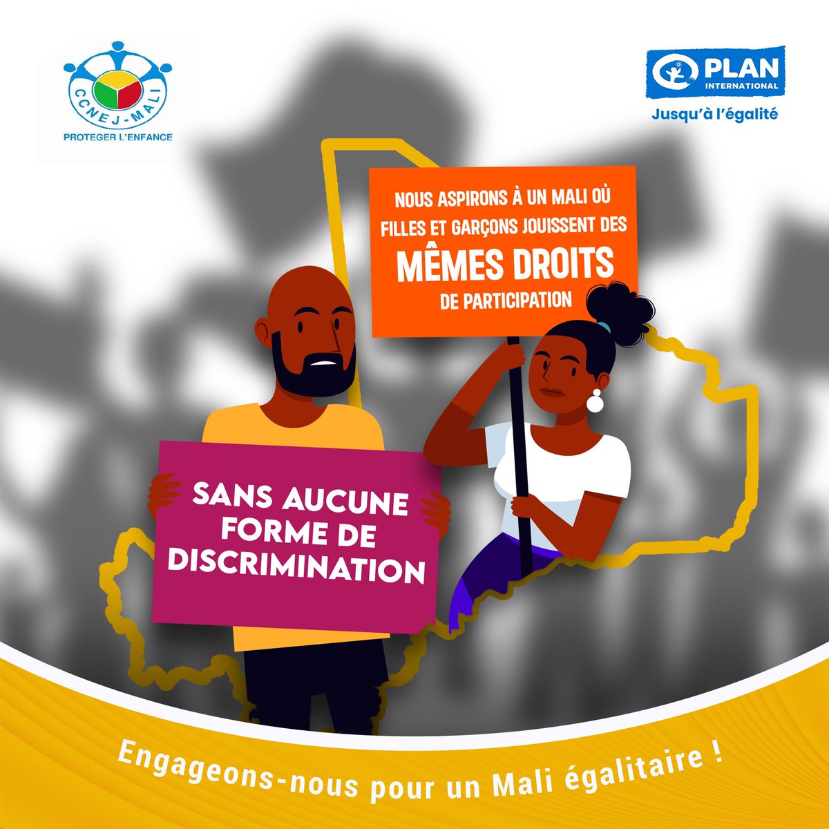 🌍 Nous rêvons d’un Mali où filles et garçons jouissent des mêmes droits, sans discrimination ! Ensemble, bâtissons un avenir juste et équitable pour tous. ✊💫 #ÉgalitéDesGenres #AvenirDuMali #ccnej