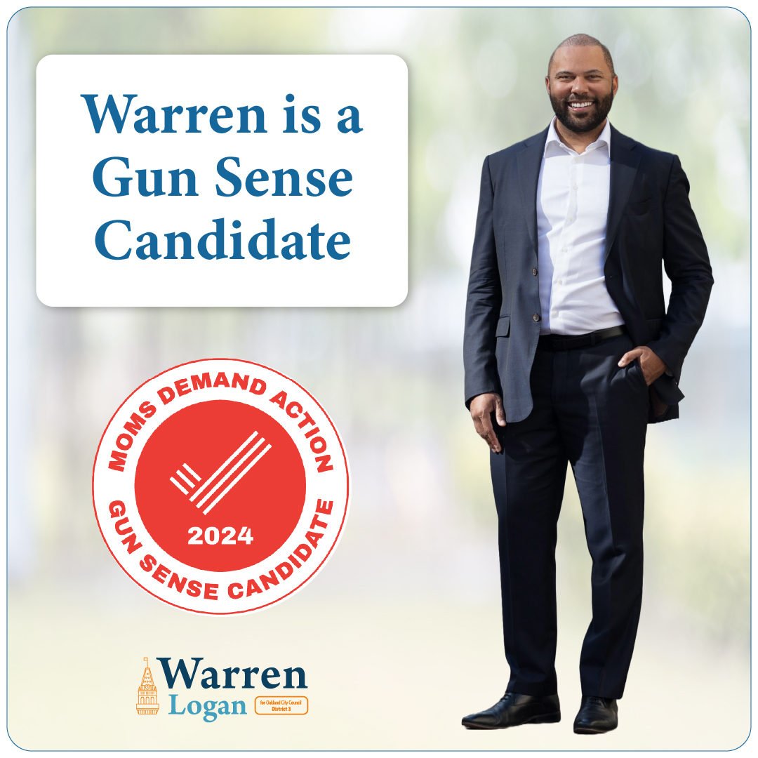 I’m honored to be recognized as a Gun Sense Candidate by Moms Demand Action. I’m committed to advocating for common-sense gun safety policies that prioritize the safety and well-being of Oakland’s residents.

🗳️ Vote Warren Logan #1 for Oakland City Council District 3 by Nov. 5!