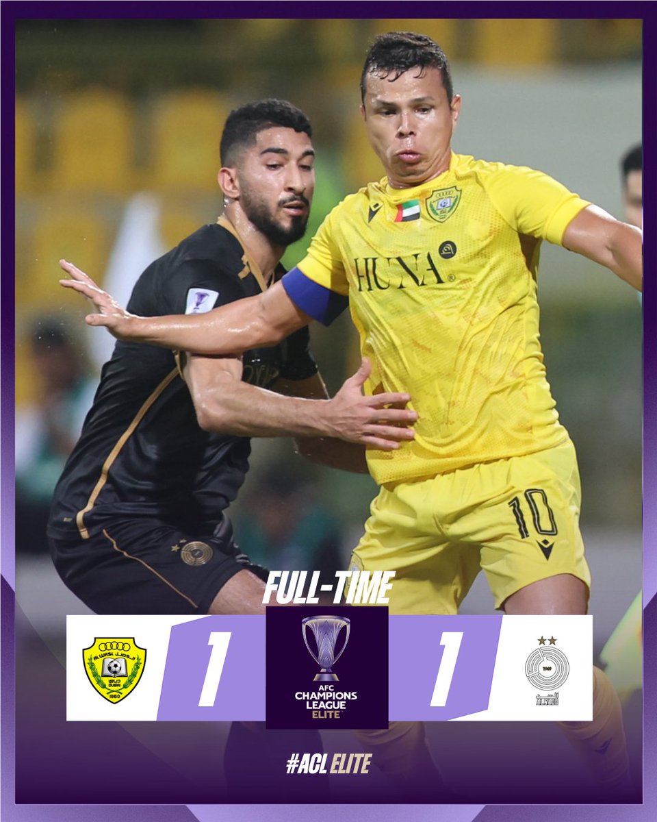 TheAFCCL's tweet photo. FT | 🇦🇪 Al Wasl 1️⃣-1️⃣ Al Sadd 🇶🇦

🤝 Points shared as Al Sadd retain their undefeated run!

#ACLElite | #WASvSAD https://t.co/X7ujlRnKGw