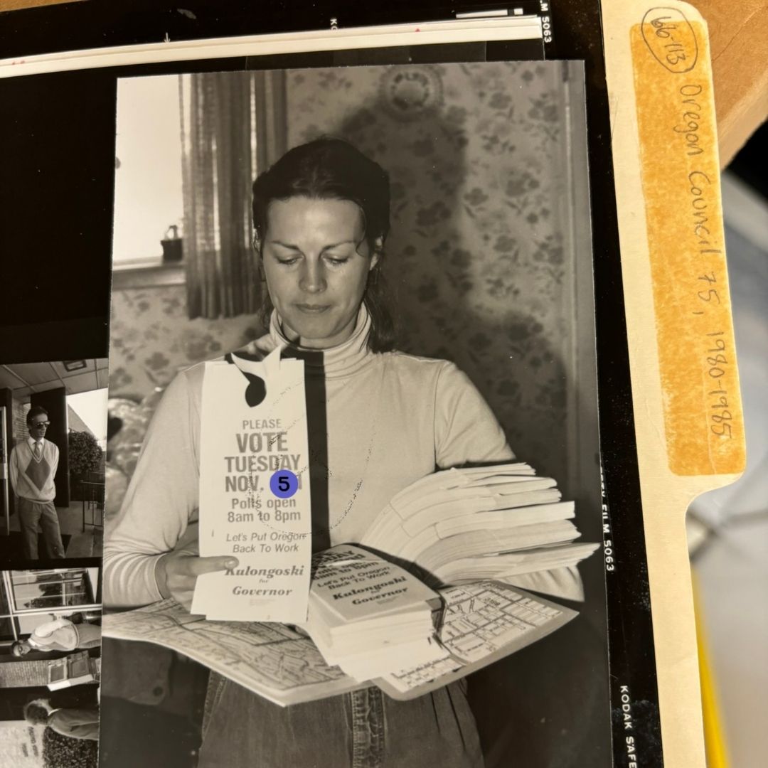Please Vote! Tuesday November (5). Photograph circa 1982. <a href="/AFSCME/">AFSCME</a> <a href="/Oregon_AFSCME/">Oregon AFSCME</a> <a href="/OregonAFLCIO/">Oregon AFL-CIO</a>