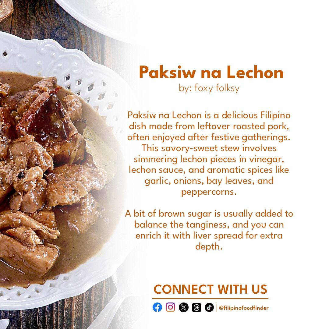FilFoodFinder's tweet photo. 𝑼𝒍𝒂𝒎 𝑰𝒅𝒆𝒂𝒔 | Paksiw na Lechon

Leftovers anyone? 

Visit our website at 𝐰𝐰𝐰.𝐟𝐢𝐥𝐢𝐩𝐢𝐧𝐨𝐟𝐨𝐨𝐝𝐟𝐢𝐧𝐝𝐞𝐫.𝐜𝐨𝐦!

📸: Foxy Folksy

#FilipinoFoodFinder #UlamIdeas #PaksiwNaLechon #PinoyUlam #AnongUlamNatin https://t.co/hkZlfcbPKI