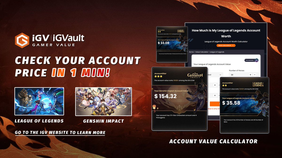 Want to know how much your account value? 
Visit buff.ly/4fuTBHl to evaluate your Account Worth in just 60 seconds! 

#Fortnite #FortniteRemix #FortniteSkins #FortniteOG #IGVault #LOL #Valorant #Genshin #GenshinImpact #PokemonGo