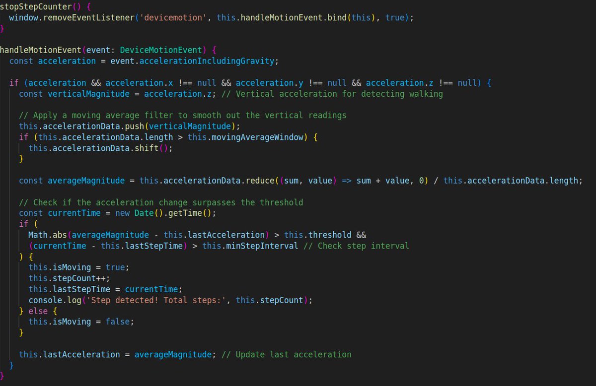 m_ragulpriyan's tweet photo. Day 66,Today, I worked on detecting step counts in an Ionic Angular app using acceleration data. 📱👣 Excited to refine this feature!#IonicAngular #StepCounter #MobileDevelopment #100DaysOfCode  #Angular #HealthApp #Ionic https://t.co/72pBPWPagr