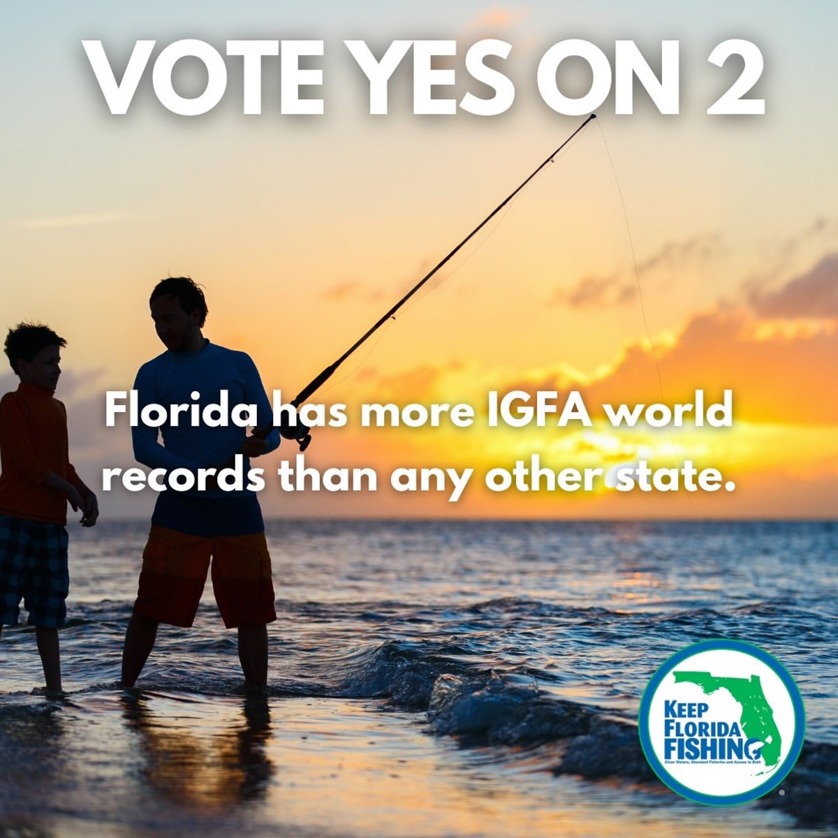 KeepFLFishing's tweet photo. According to @MyFWC and @TheIGFA, 925 current world fishing records have been set in Florida waters, almost 3x as many as the next closest state. This Election Day, #VoteYesOn2 and secure the right to fish in Florida for generations to come! https://t.co/u6yvsO3D6w