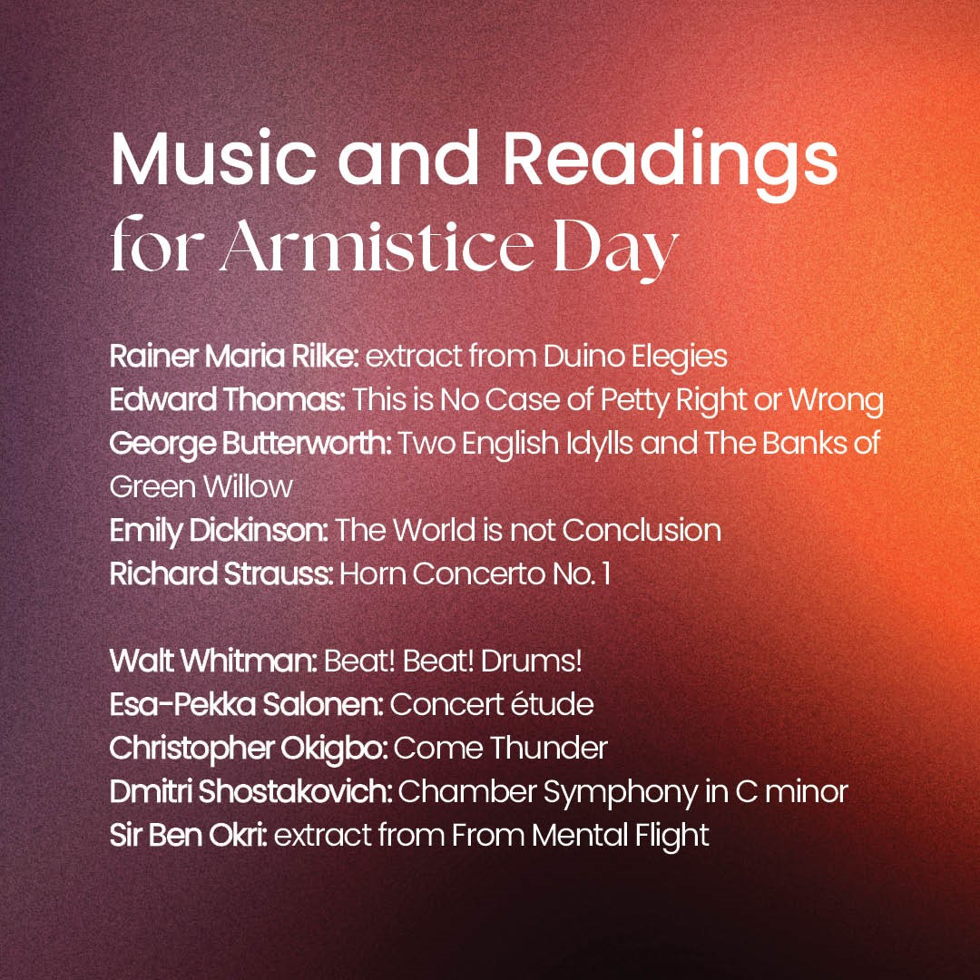 Southwark Cathedral (@southwarkcathed) on Twitter photo Join us on 11 November for an evening of music and readings that provides space for reflection, while reminding us that mankind’s capacity for creating art of extraordinary beauty endures even the darkest of times, performed by <a href="/ChromaticaOrch/">Chromatica Orchestra</a>
~
🎟️ bit.ly/4edxdBi Join us on 11 November for an evening of music and readings that provides space for reflection, while reminding us that mankind’s capacity for creating art of extraordinary beauty endures even the darkest of times, performed by <a href="/ChromaticaOrch/">Chromatica Orchestra</a>
~
🎟️ bit.ly/4edxdBi