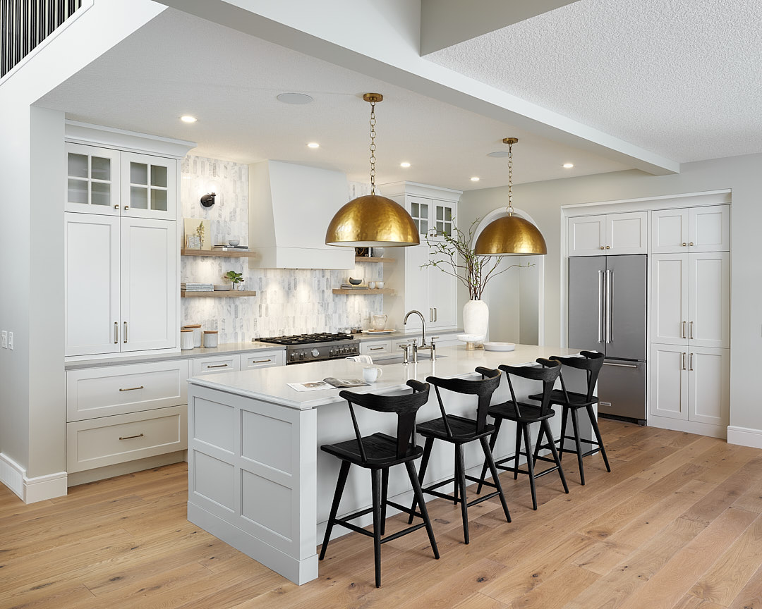 CalbridgeYYC's tweet photo. We love the island pendants in this Serenity II home! The pop of shiny gold adds texture and ties the kitchen together with the small gold accents on the cabinets. Visit our website to learn more about our homes.

Model: Serenity II
Interior Designer: #smithericksondesigns https://t.co/ReOnMnDBO0