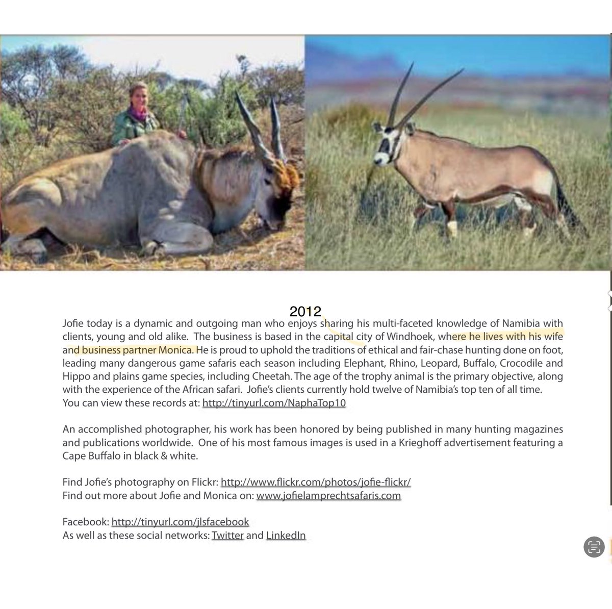 2firecracker's tweet photo. @bluestarrfl Monica Keasler used (Lamprecht  her last name at one time) photo  safaris in Africa with Jofie Lamprecht.  https://t.co/w24zEfP5V5
Jofie lamprecht Safaris, Jofie Lamprecht &amp; Monica Keasler-Lamprecht https://t.co/OZEdGKKQFr