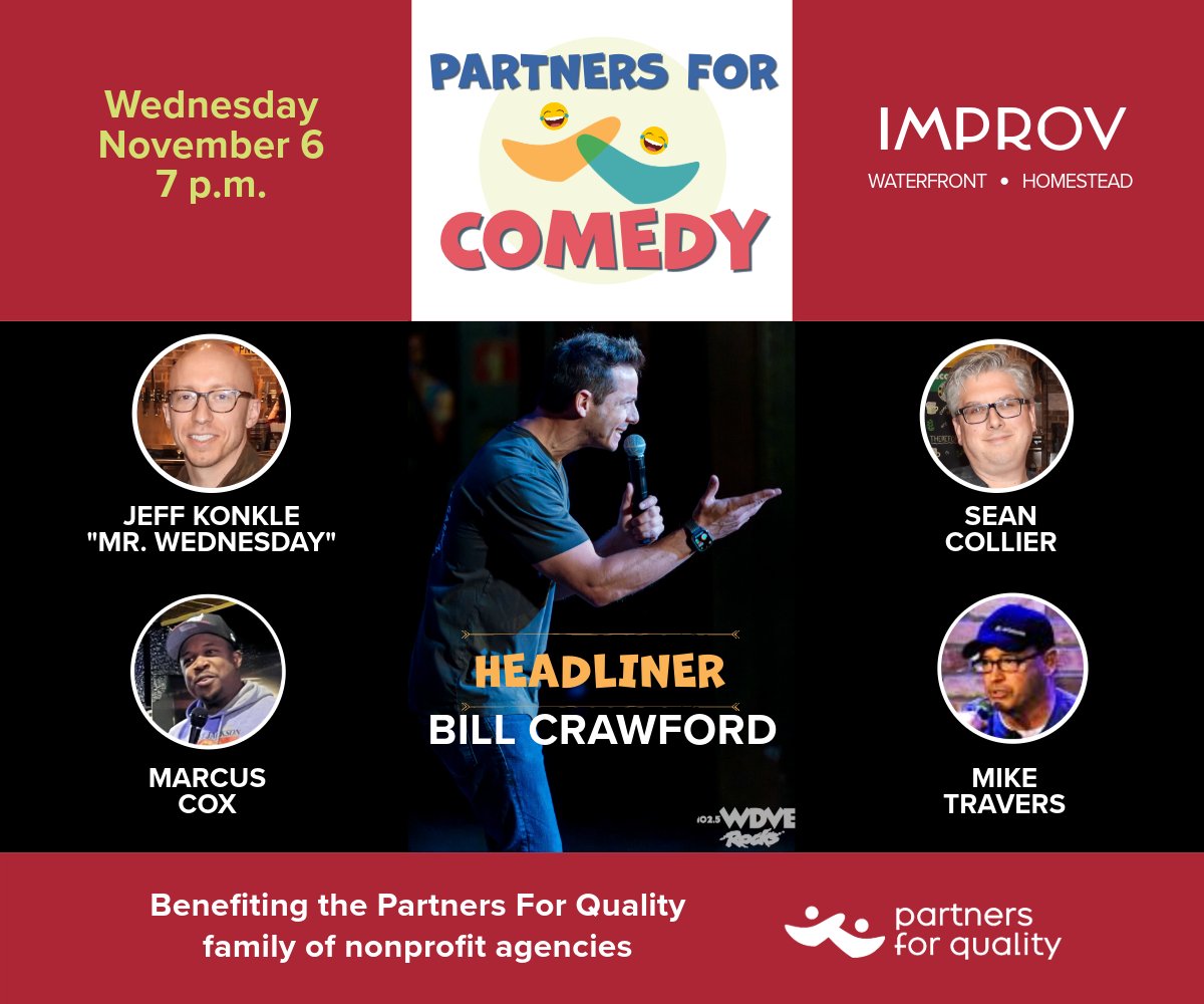 PFQagencies's tweet photo. #PartnersForComedy this Wednesday at @pghImprov! Five hilarious local comics, headlined by @dveBillCrawford &amp; presented by @WindowNation. Laugh with Jeff Konkle, @SeanCollierPGH, Marcus Cox and Mike Travers! Tickets:  https://t.co/9GvTVb7RDd https://t.co/qRXYKffcyn