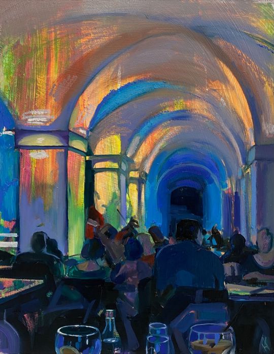 The Evening - Naila Hazell

British , b. 1981 - Acrylic on cardboard