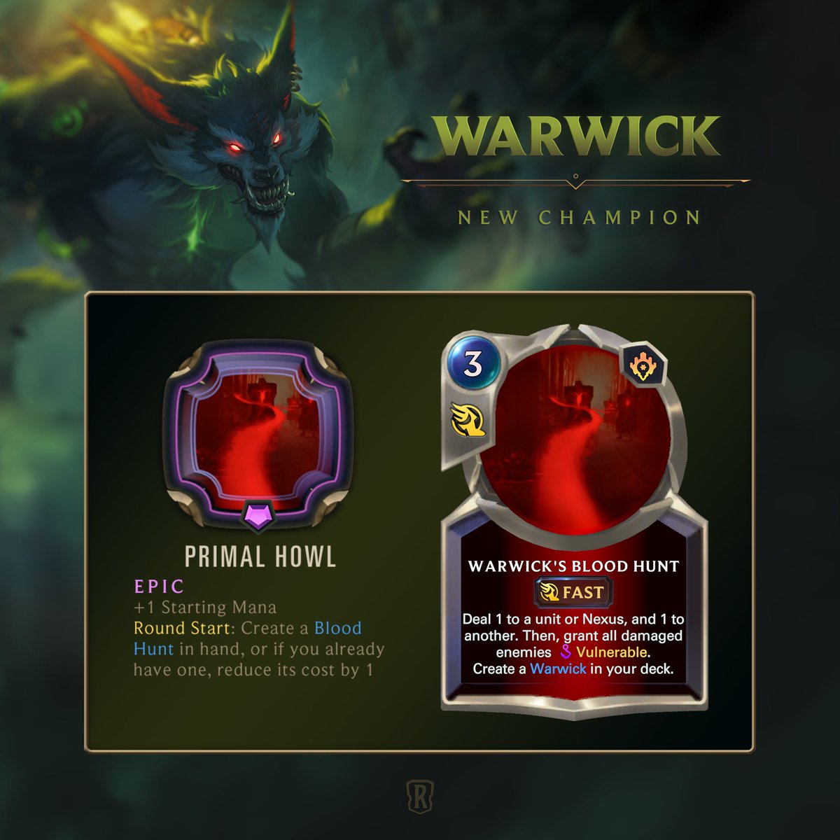 PlayRuneterra's tweet image. Satisfy your eternal hunger with Warwick in patch 5.11, dropping Nov. 6!