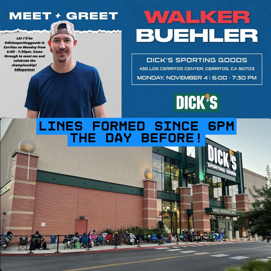 It was announced that Walker Buehler was doing a meet and greet at Dicks in Cerritos on Monday from 6:00-7:30pm. and apparently, fans started lining at 6pm the day before 😳