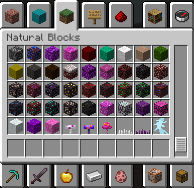 1.24 is most likely going to be released today! While it is a smaller update, it does make some very important changes, such as reordering NUE's stuff in each tab of the creative inventory!

Here are the biggest two examples: