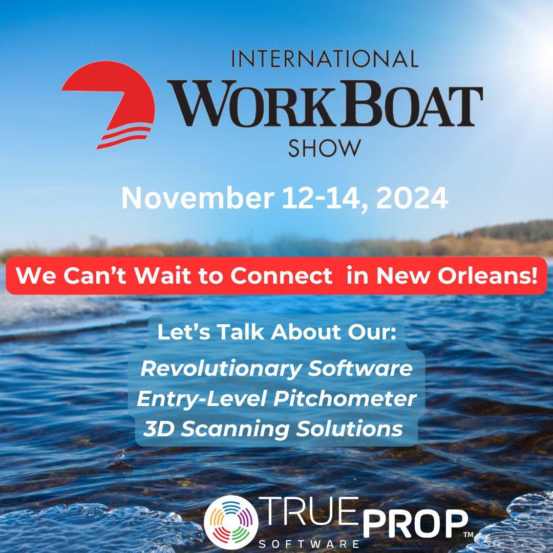 Are you attending <a href="/WorkBoat/">WorkBoat</a> next week? We are! This is a great opportunity for you to meet the team behind the next generation of propeller repair and inspection software⚡️To schedule a meeting, email: measure@truepropsoftware.com or call/text: 603-868-3366. See you in NOLA!🙌