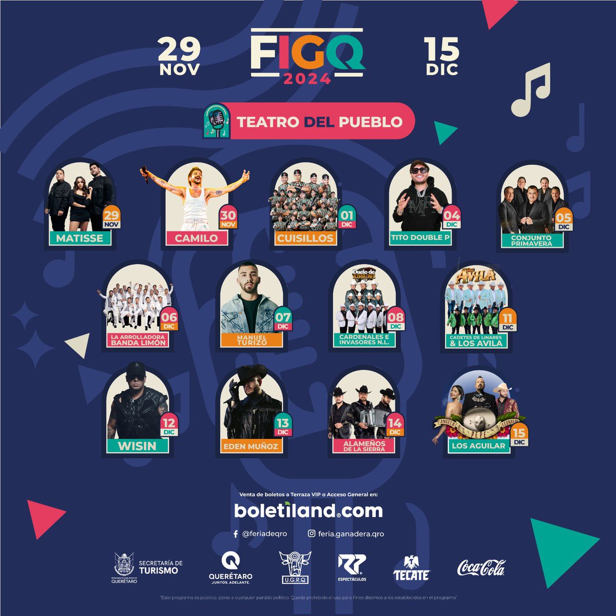 ADSsocialesmx's tweet photo. 🌟 ¡La mejor música y grandes artistas en la Feria Internacional Ganadera de Querétaro! #FIGQ2024 🎶🎵🎡🐄🐐🐕🥞🌭

🗓️  Del 29 de noviembre al 15 de diciembre, disfruta de las presentaciones en el Teatro del Pueblo de tus artistas favoritos. https://t.co/VDxIXTYPVJ