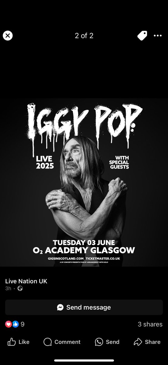 Here comes Johnny Yen again …… last time I saw Iggy he was wearing a tartan dressing gown during his encore at the Glasgow Apollo in 79. This will be the next time …. <a href="/ScotsPostPunk/">Scottish Post-Punk</a> <a href="/NewWaveAndPunk/">PunkAndNewWave</a> <a href="/IggyPop/">Iggy Pop</a>