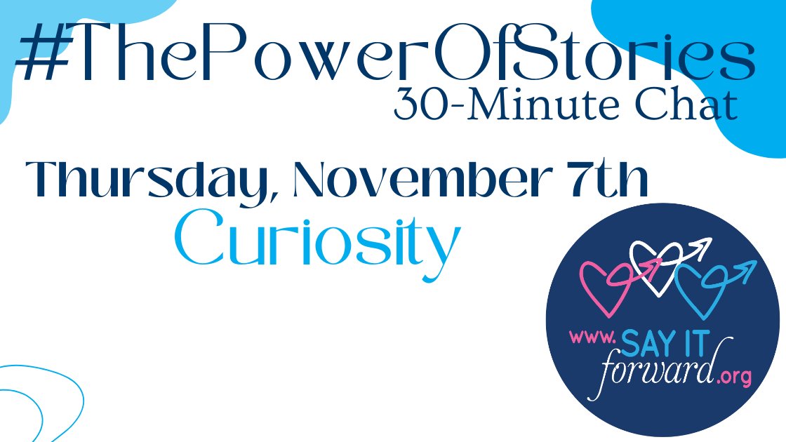 💫The goal of #ThePowerOfStories💜chat is to create a hopeful and uplifting community where ALL are welcome! Inviting YOU to join us!

TIMES SHIFT IN SOME ZONES-&gt; 11am EST… 10am CST... 9am MST... 8am PDT... 4pm UCT/GMT/WET… 5pm WAT/CET... 6pm CAT/EET/SAST… 7pm EAT… 9:30pm IST